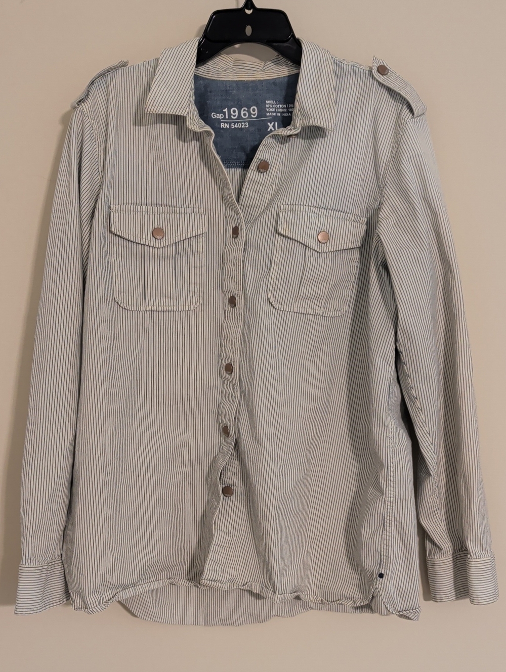 GAP 1969 Light Blue & White Striped Button-Up Jacket